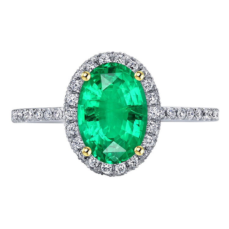 Raffiné Émeraude Fine Bague Pierre Précieuse 3,50 carats – vue principale