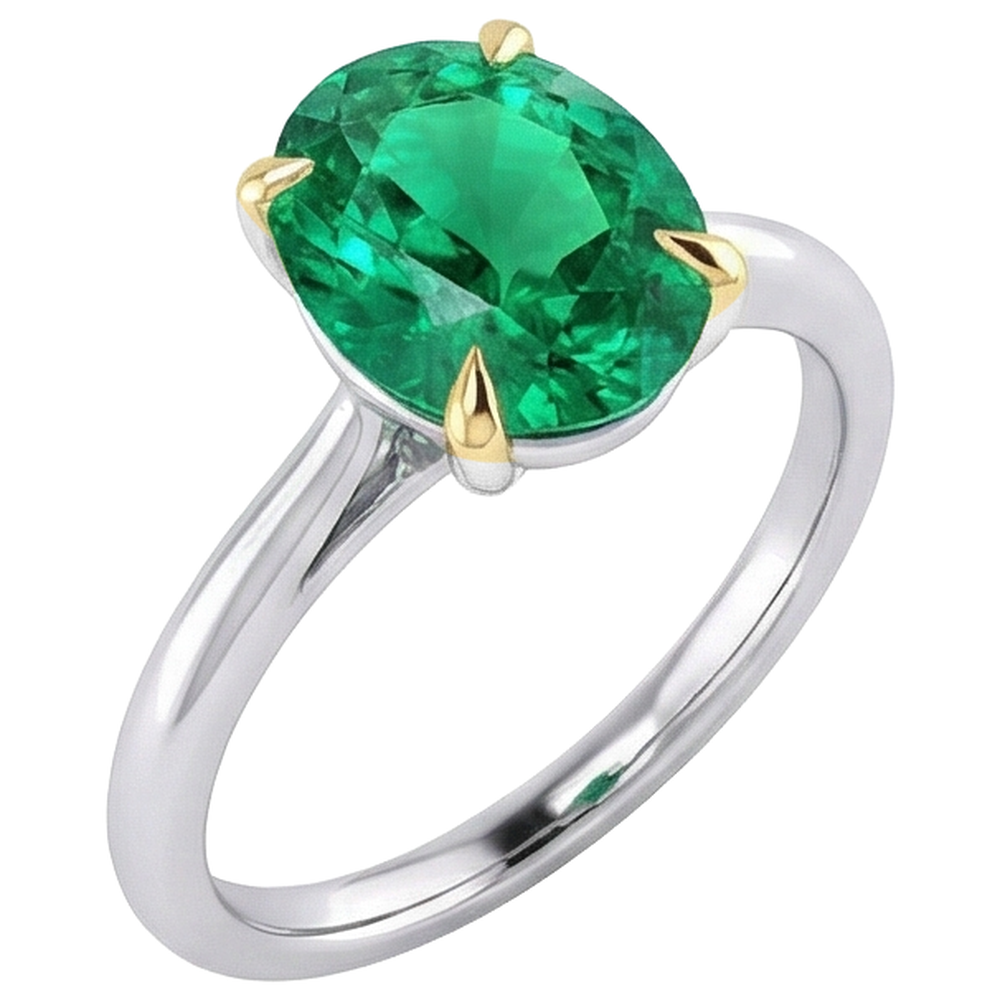Émeraude Fine Bague Pierre de Couleur – vue de côté