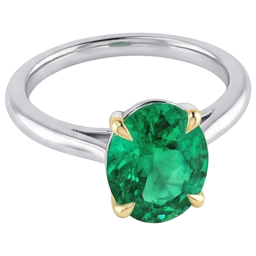 Émeraude Fine Bague Pierre de Couleur – vue d'angle