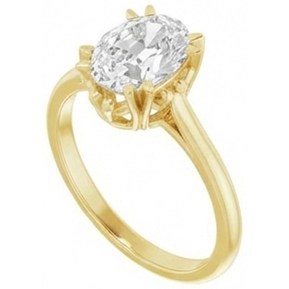 Bague Solitaire Or Jaune 14 Carats avec Brillant – vue de côté