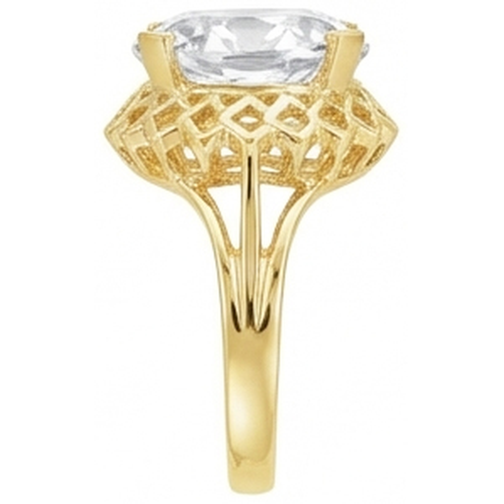 Brillant Coussin Antique Solitaire de Fiançailles en Or Jaune 14 Carats – vue de profil