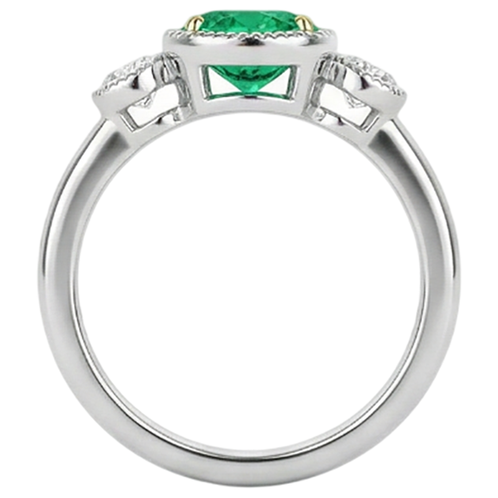 Ovale Émeraude Fine bague en Or 14K Bicolore – vue arrière