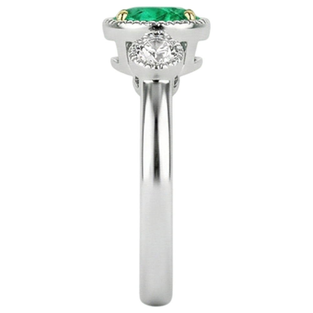 Exquis Émeraude Fine Bague Pierre Précieuse 2 carats – vue de dessus