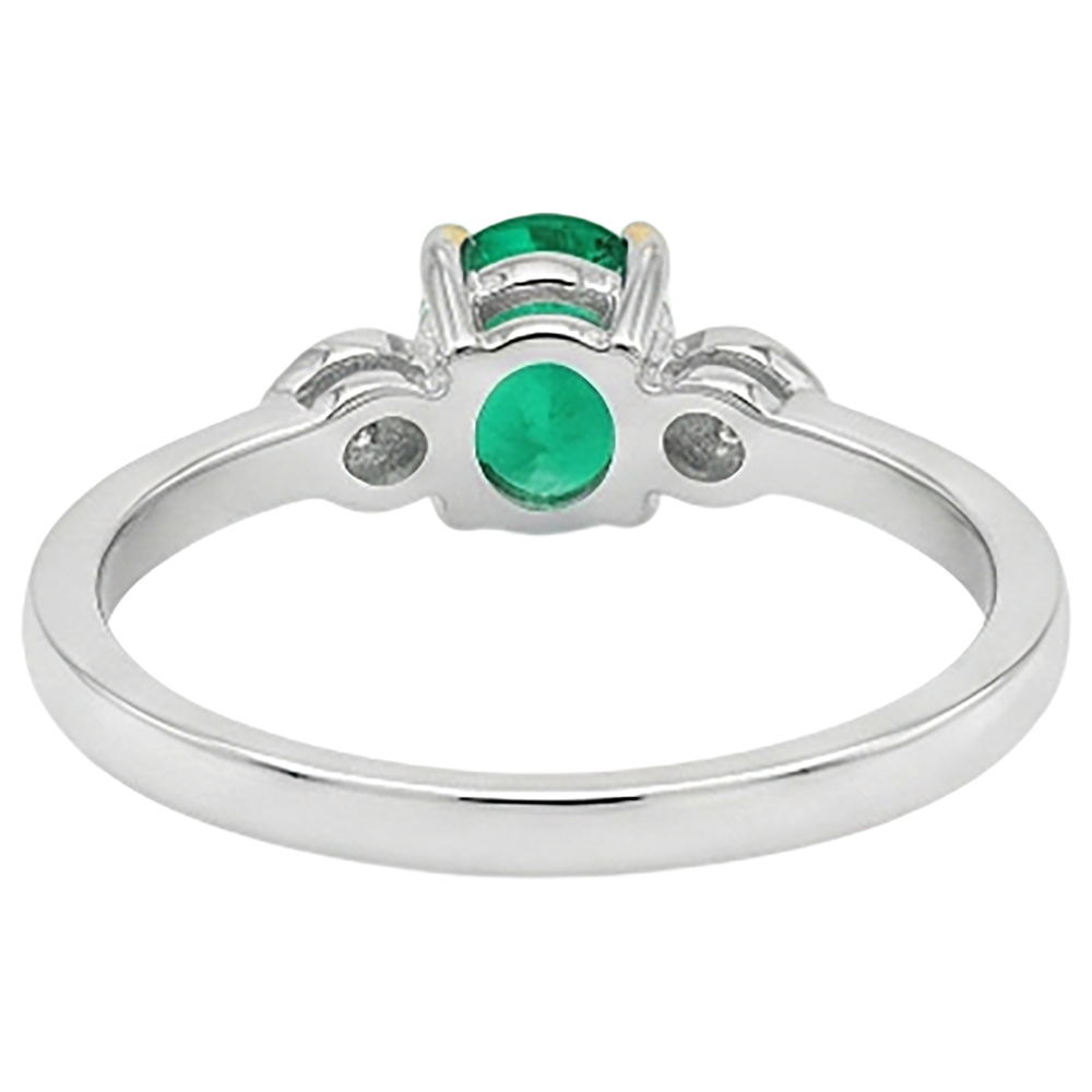 Émeraude Bague Pierre de Couleur 2-carats Or 14K Bicolore – vue arrière