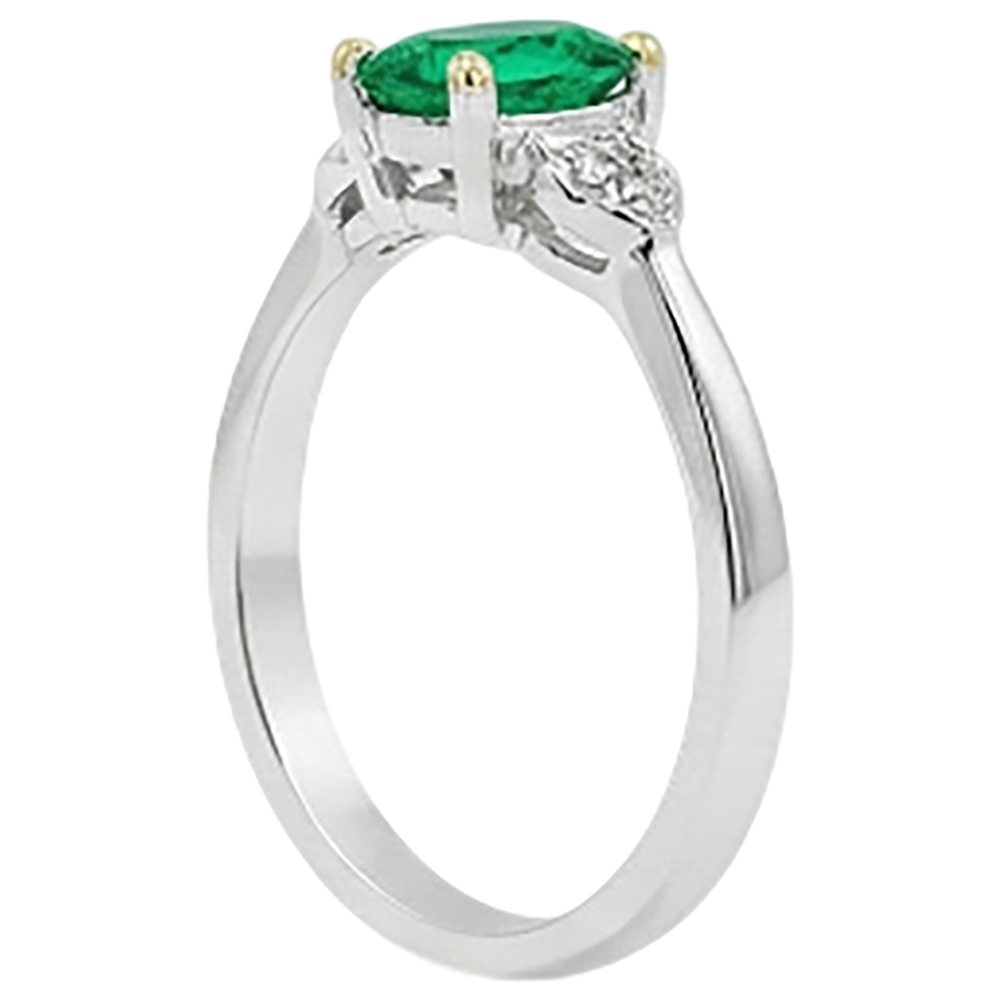 Taille Ovale Émeraude bague en Or 14K Bicolore – vue de profil