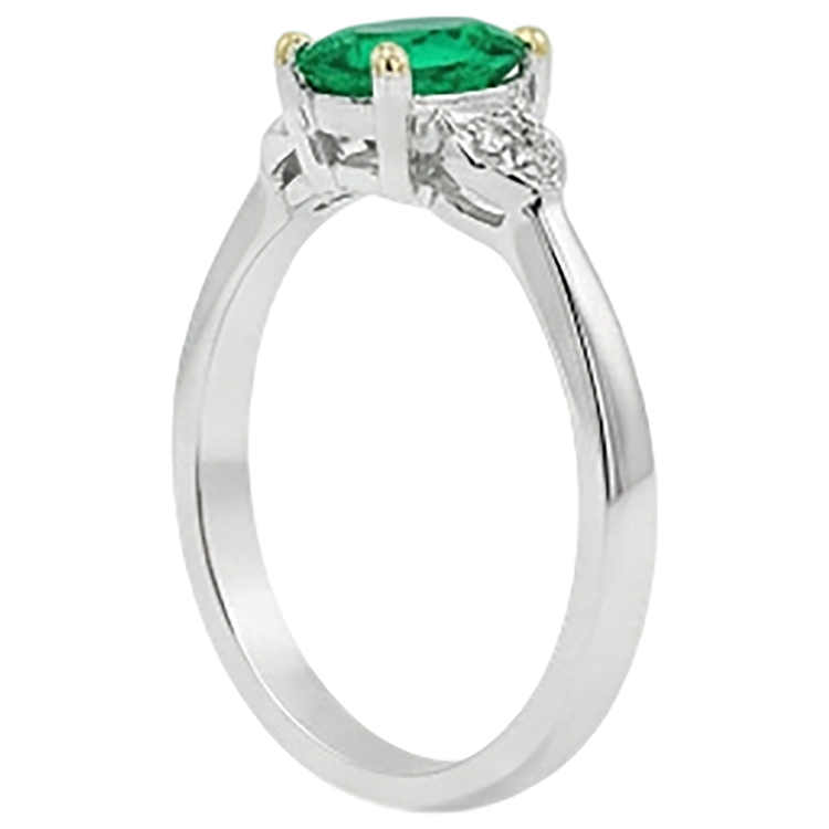 Taille Ovale Émeraude bague en Or 14K Bicolore – vue de profil