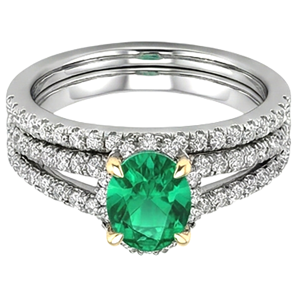 Intemporel Émeraude Bague avec Gemme 2,50 carats – vue de côté
