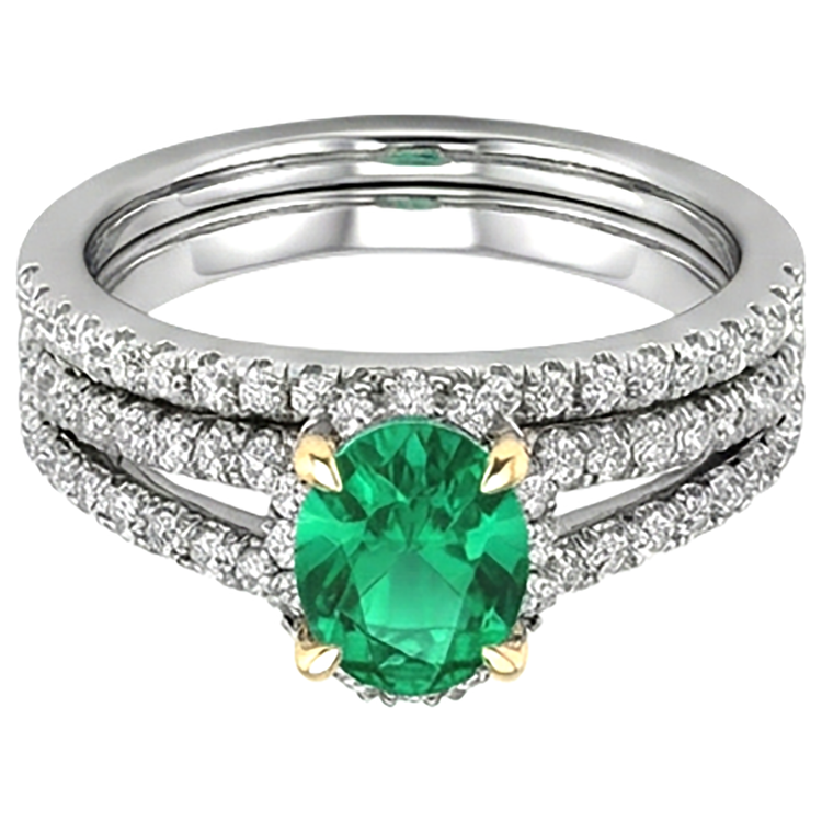 Intemporel Émeraude Bague avec Gemme 2,50 carats – vue de côté