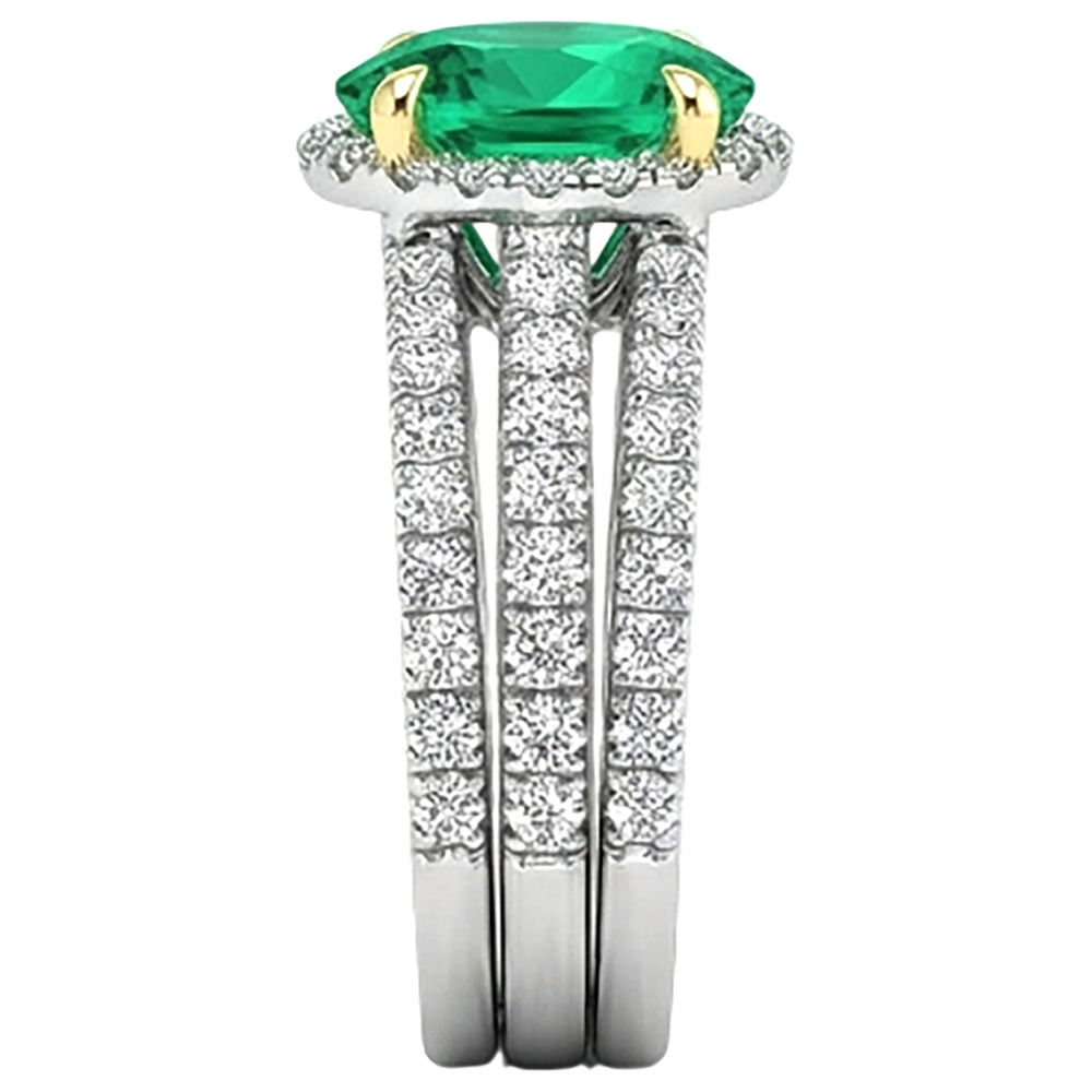Intemporel Émeraude Bague avec Gemme 2,50 carats – vue de dessus