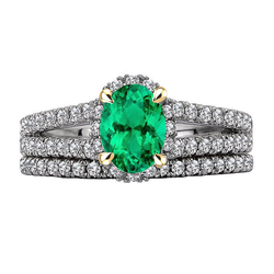Émeraude GIA Certifié Bague avec Gemme – 2,50 carats en Or Deux