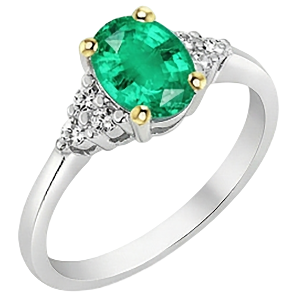 Émeraude Bague avec Gemme – vue de profil