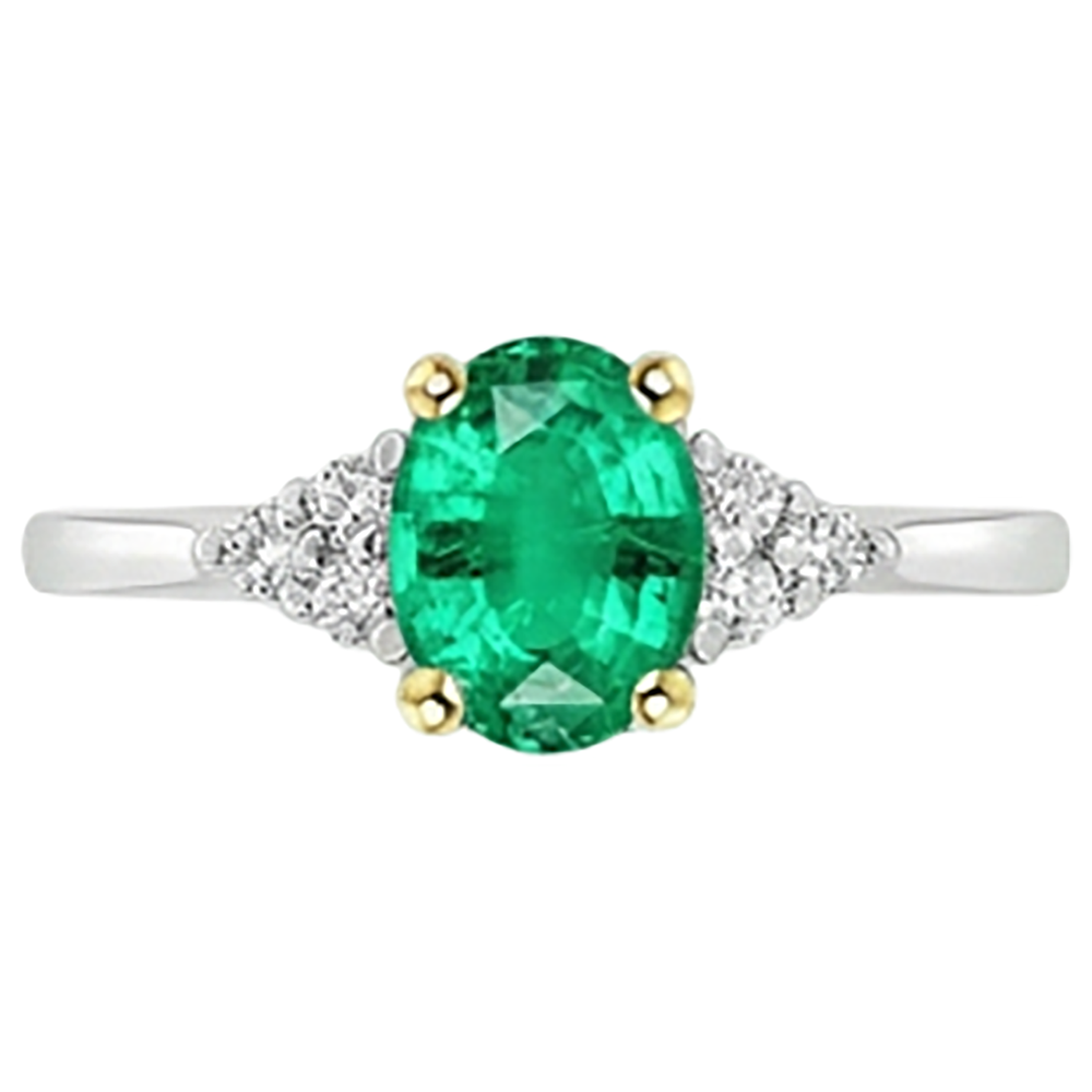De luxe Émeraude Bague avec Gemme 2 carats – vue de face