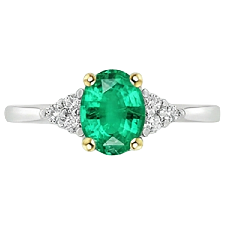 De luxe Émeraude Bague avec Gemme 2 carats – vue de face
