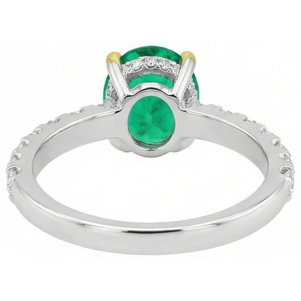 Étincelant Émeraude Colombienne Bague avec Gemme 2 carats – vue arrière