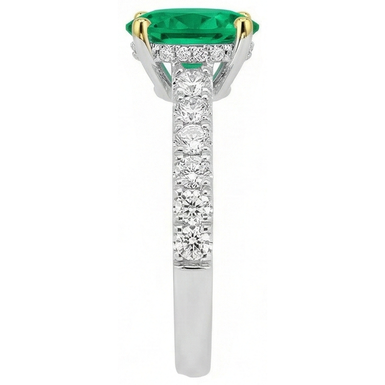 Étincelant Émeraude Colombienne Bague avec Gemme 2 carats – vue de dessus