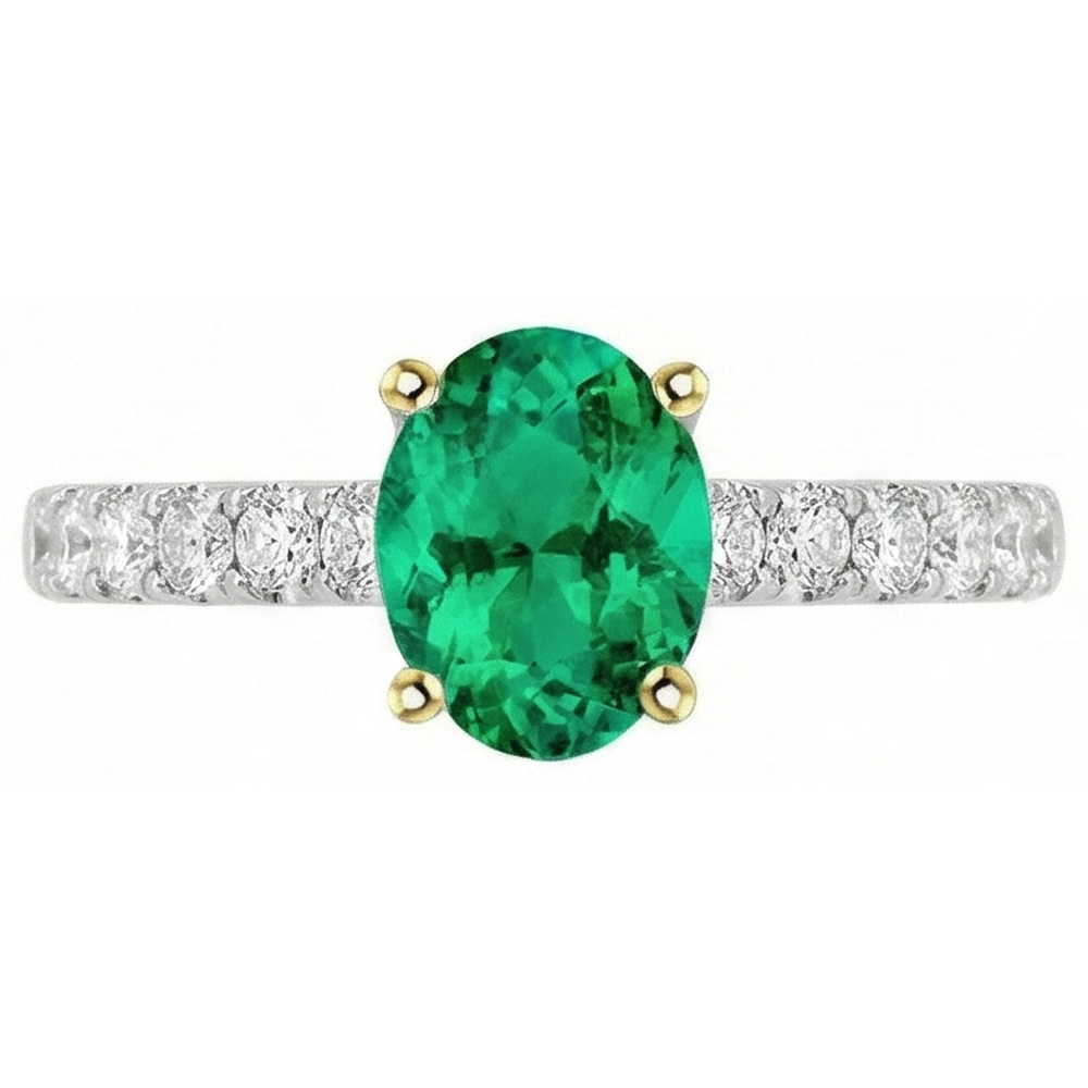 Émeraude Colombienne Bague avec Gemme – vue de profil
