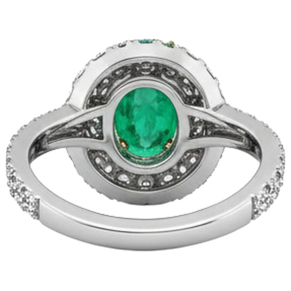 Taille Ovale Émeraude bague en Or Bicolore 14 Carats – vue de dessus