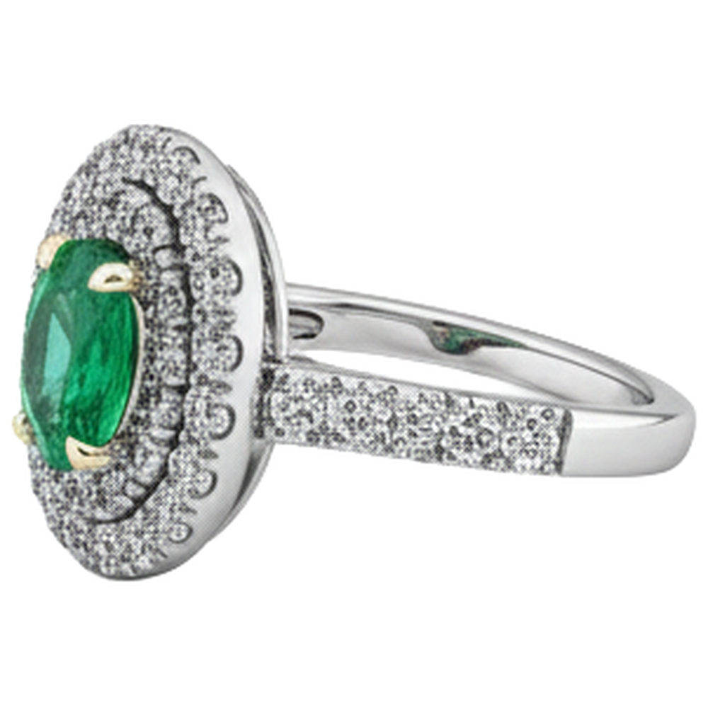Émeraude Bague Pierre Précieuse 2 carats Or Bicolore 14 Carats – vue de profil
