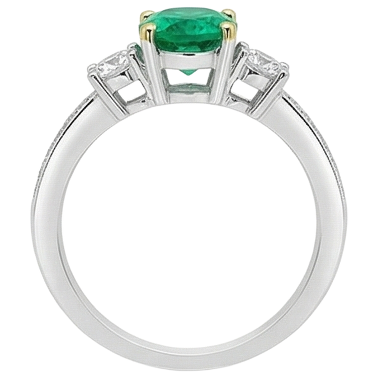 Taille Ovale Émeraude bague en Or Deux Tons 14 Carats – vue arrière