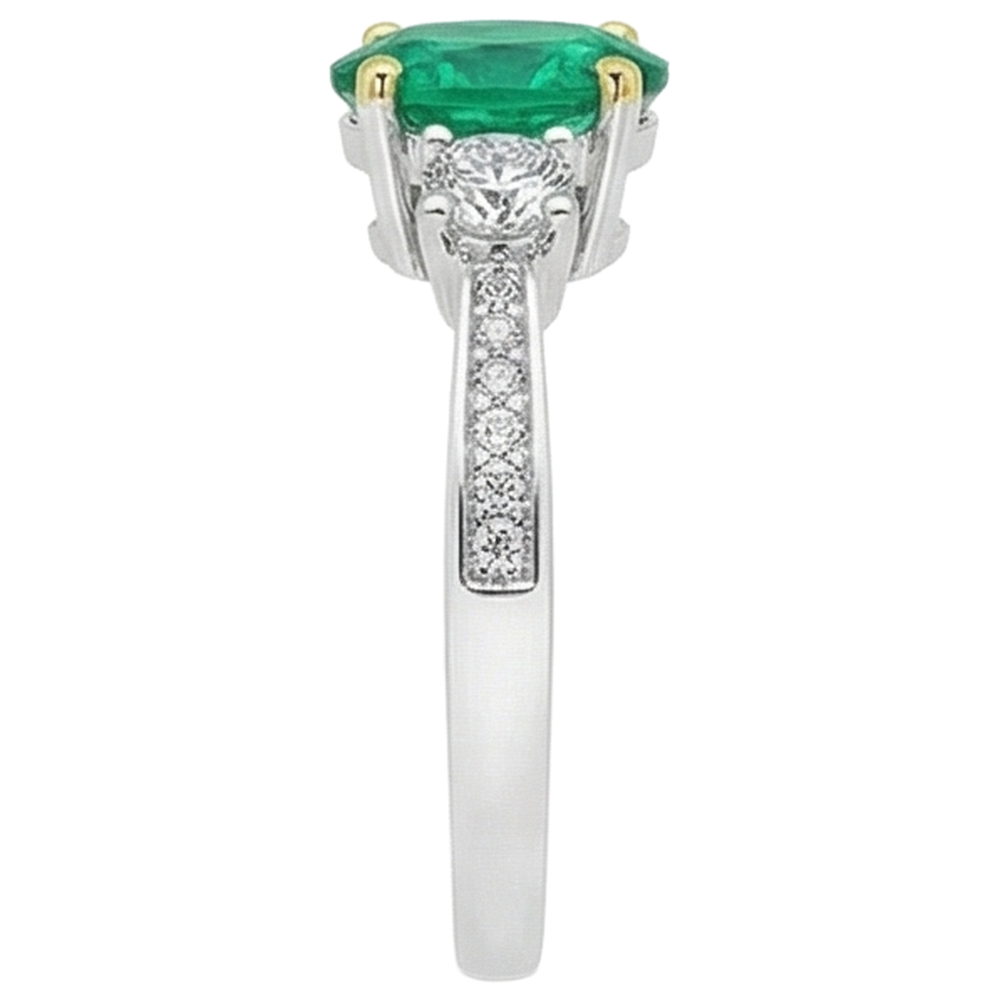 Fin Émeraude Bague Pierre Précieuse 2,50 carats – vue de dessus