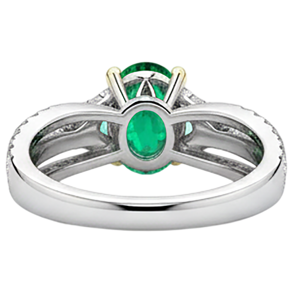Émeraude Fine Bague Pierre Précieuse 2,50-carats Or Bicolore 14 Carats – vue arrière