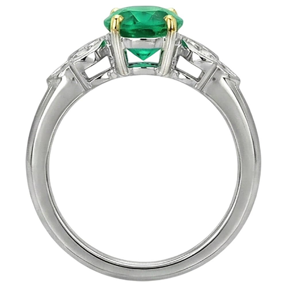 Émeraude Fine Bague avec Gemme 4 carats Or 14K Bicolore – vue arrière