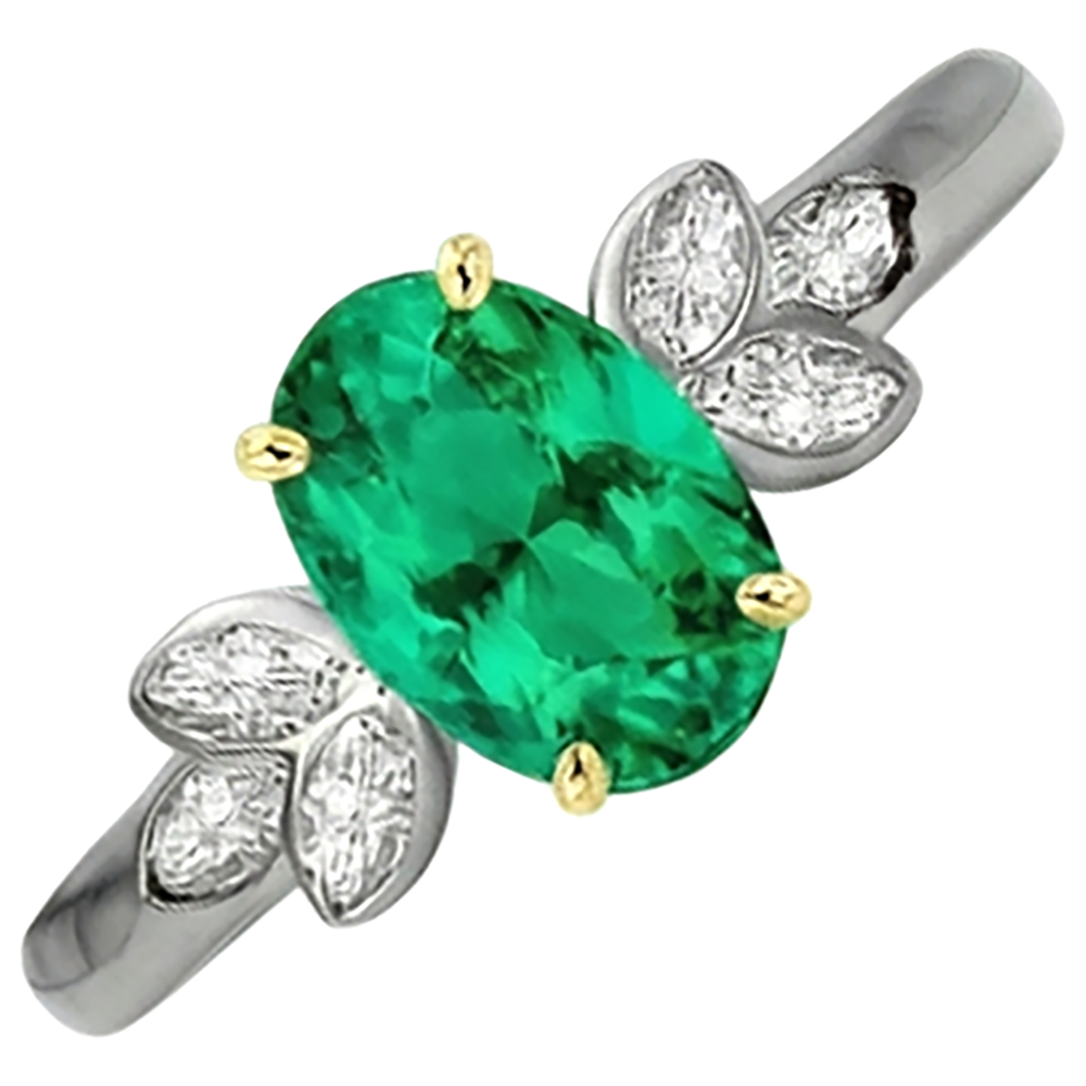 Émeraude Fine Bague avec Gemme – vue d'angle