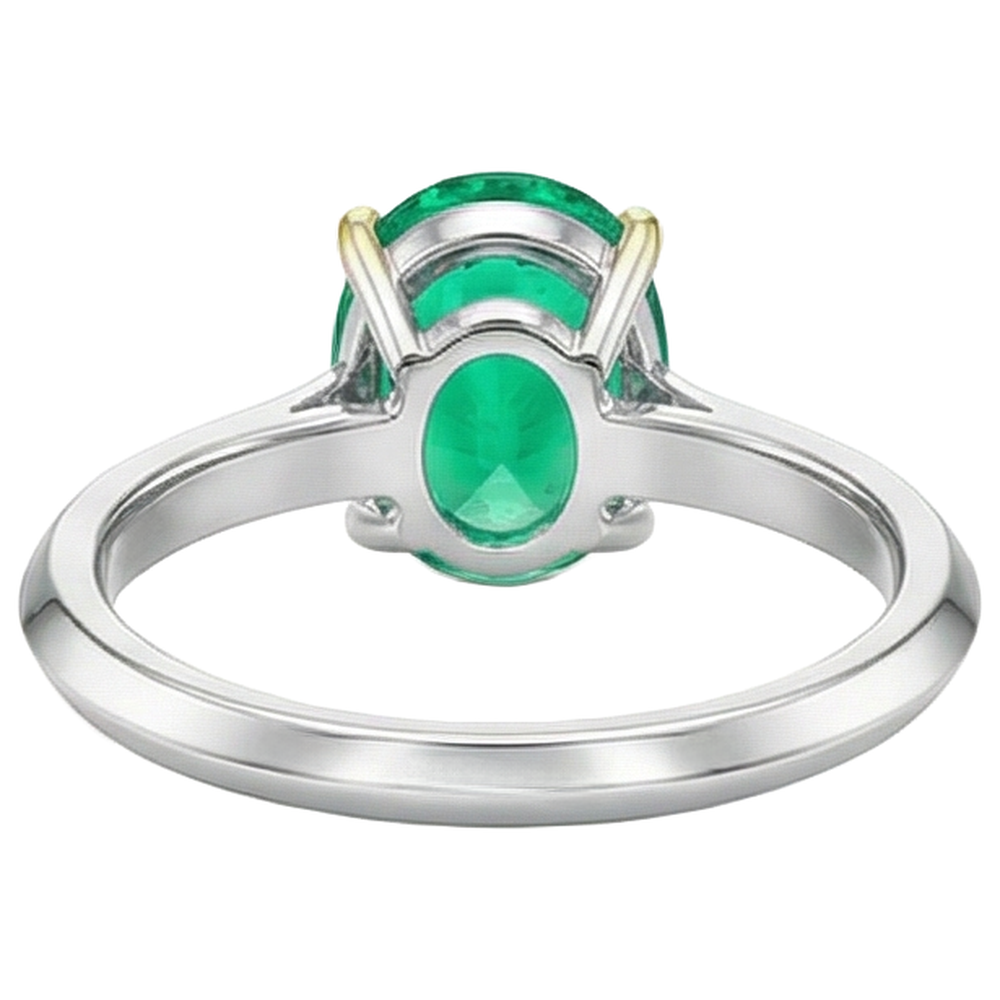 Émeraude Fine Bague avec Gemme 3,50 carats Or 14K Bicolore – vue arrière