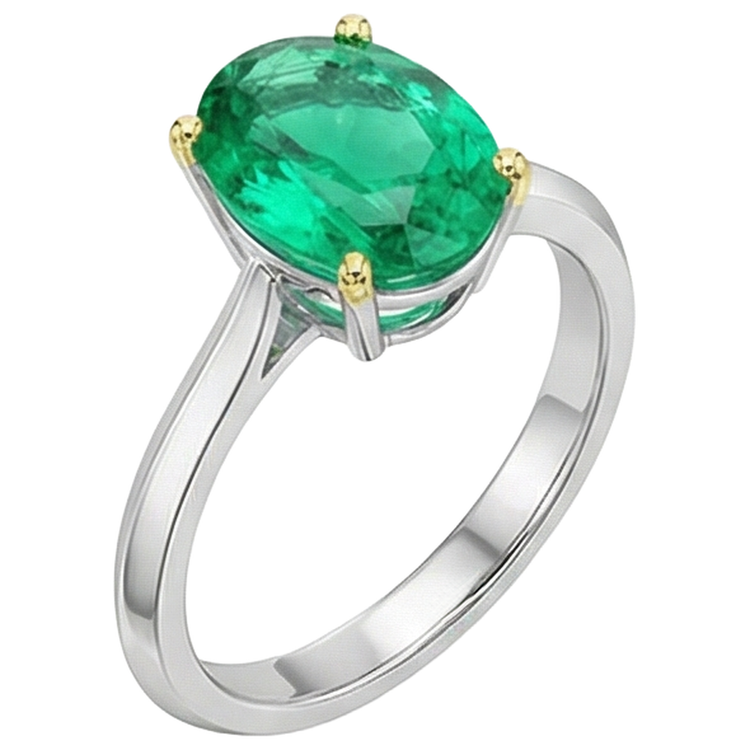 Émeraude Fine Bague avec Gemme – vue de face