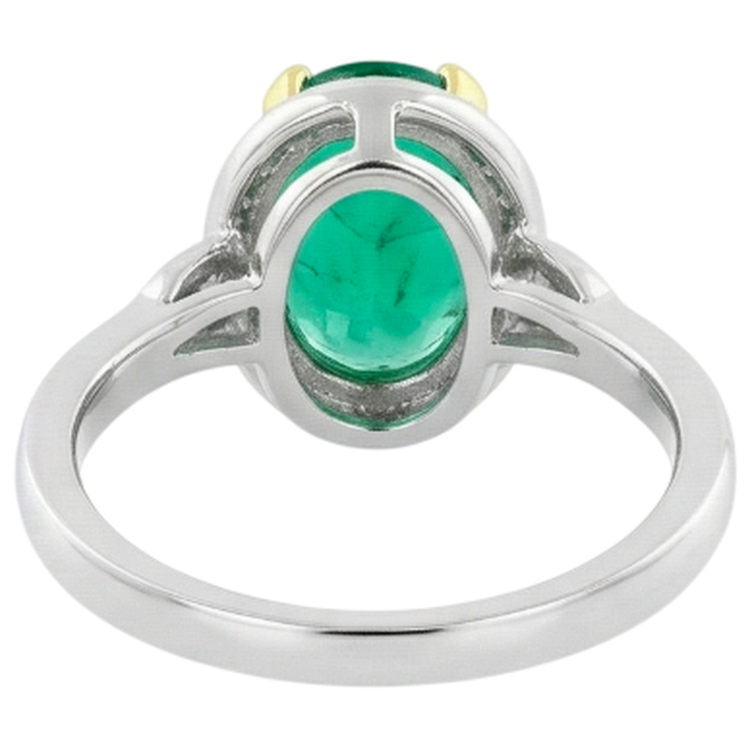 Émeraude Fine Bague avec Gemme 3,50 carats Or 14K Bicolore – vue détaillée