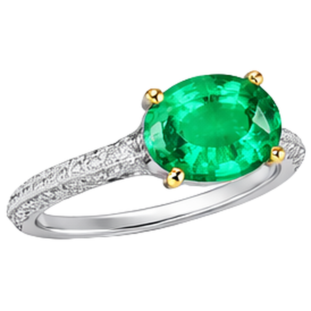 Premium Émeraude Bague avec Gemme 2 carats – vue de profil
