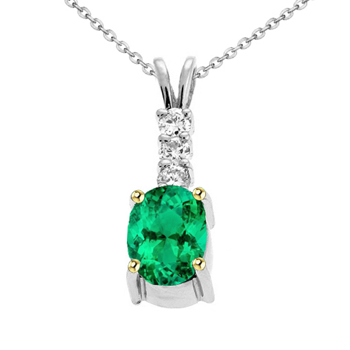 Émeraude Pendentif Gemme 1,50-carats Or Bicolore 14 Carats – vue principale