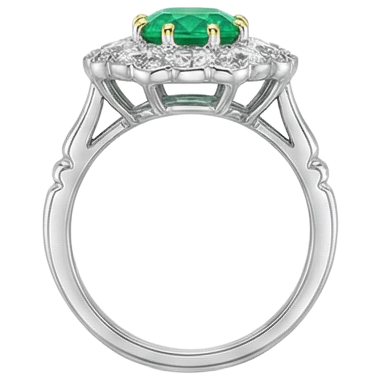 Ovale Émeraude bague en Or Deux Tons 14 Carats – vue arrière