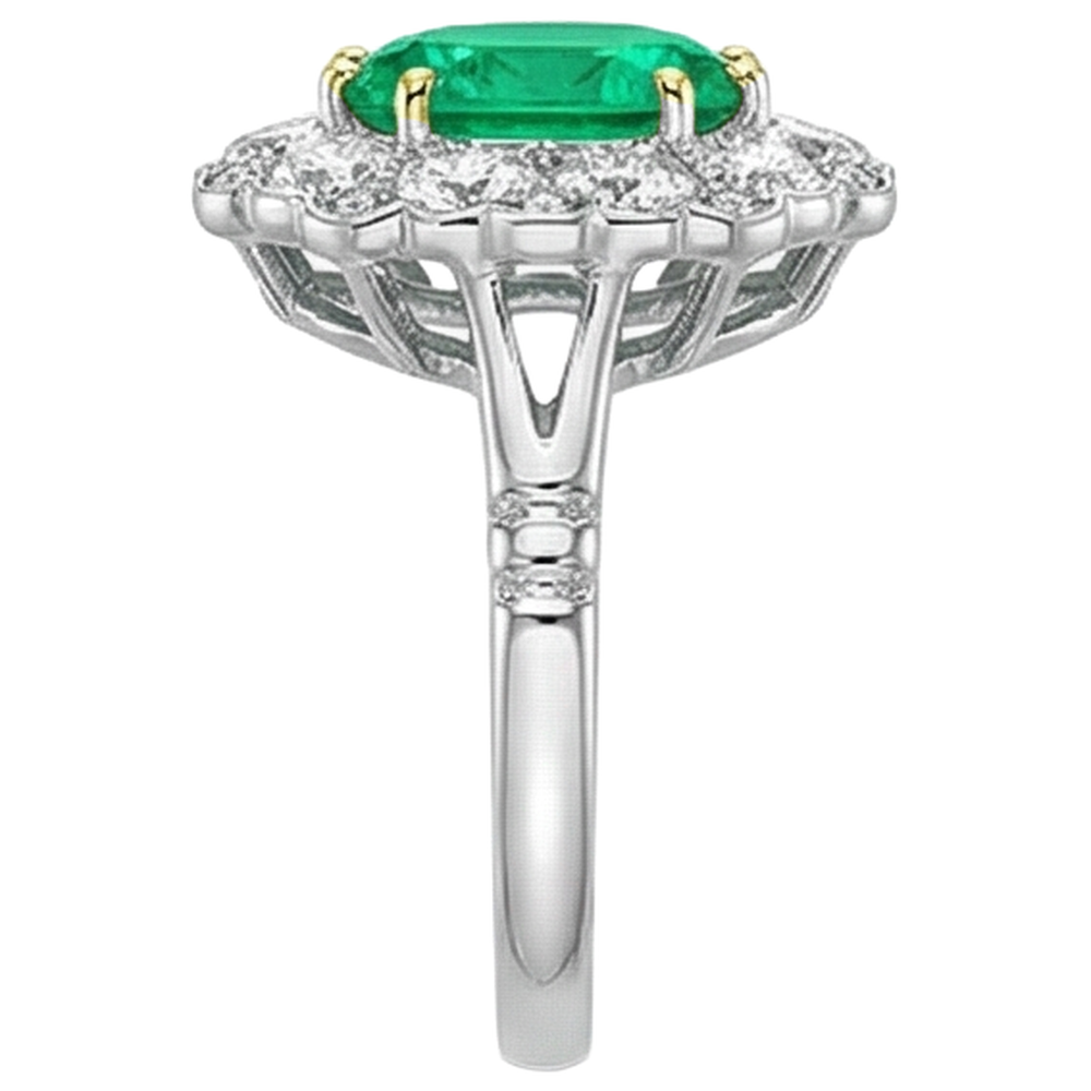 Éblouissant Émeraude Bague Pierre Précieuse 2 carats – vue de dessus