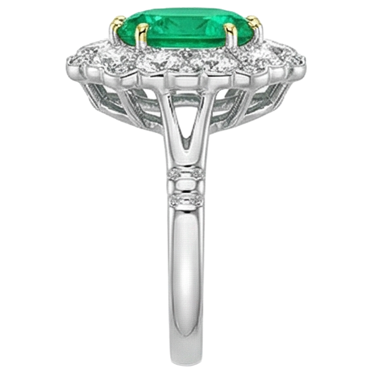 Éblouissant Émeraude Bague Pierre Précieuse 2 carats – vue de dessus