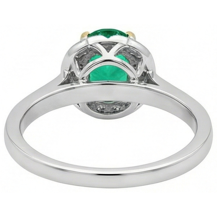 Émeraude Bague avec Gemme 2-carats Or 14K Bicolore – vue arrière