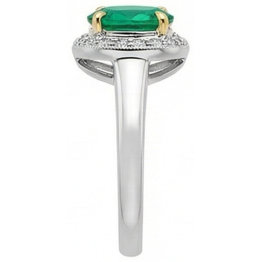 Exquis Émeraude Bague avec Gemme 2 carats – vue de dessus