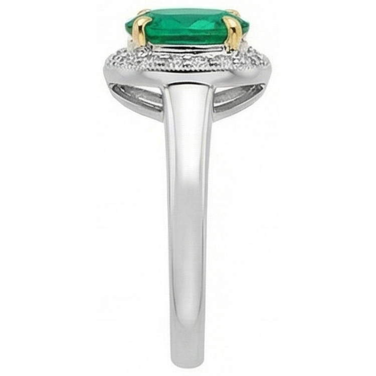Exquis Émeraude Bague avec Gemme 2 carats – vue de dessus