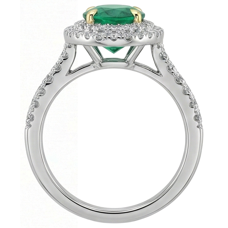 Émeraude Bague Pierre de Couleur 3,50 carats Or Deux Tons 14 Carats – vue de dessus