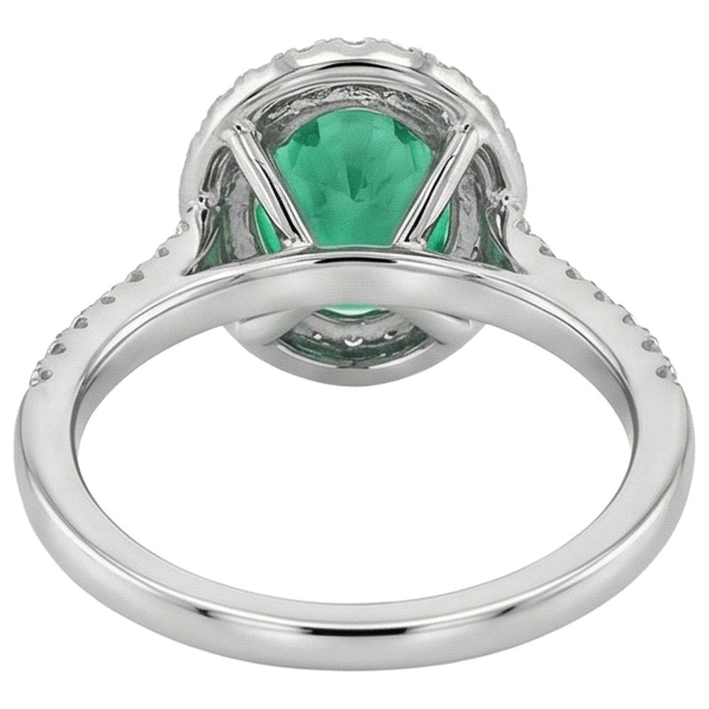 Brillant Émeraude Bague Pierre de Couleur 3,50 carats – vue arrière