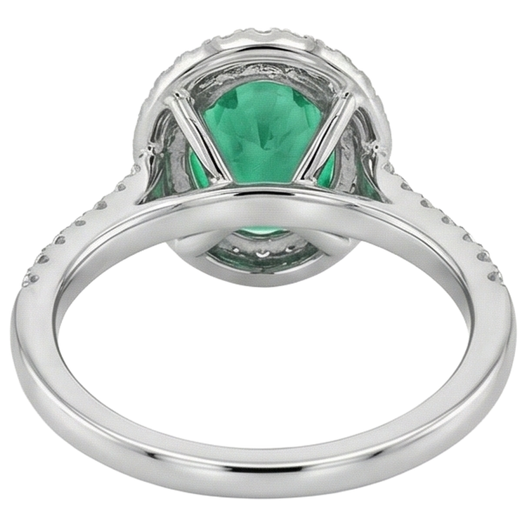 Brillant Émeraude Bague Pierre de Couleur 3,50 carats – vue arrière