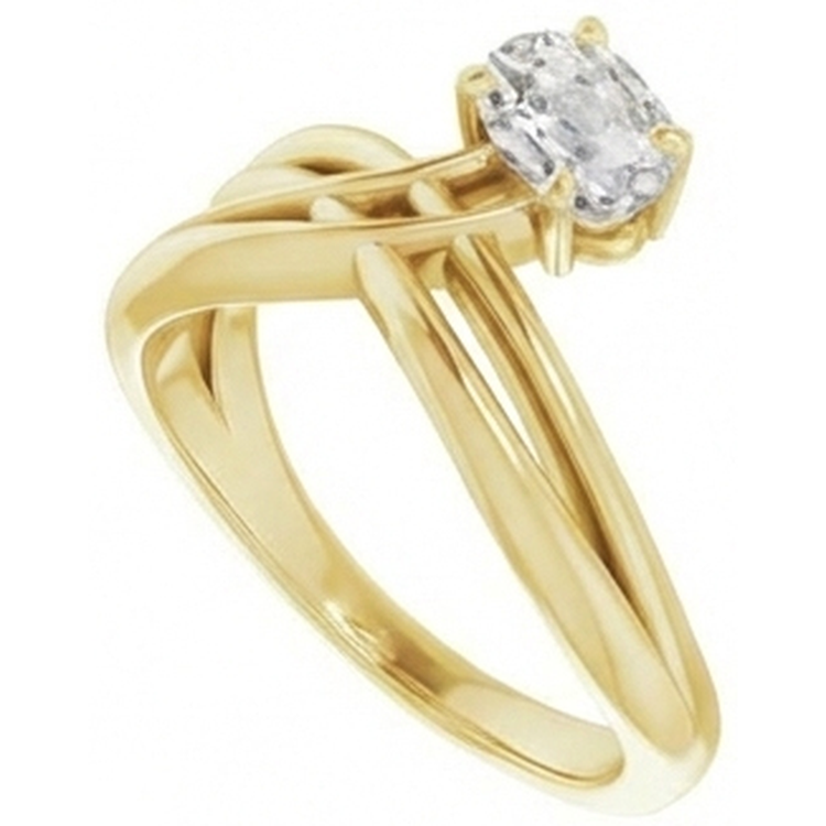 Solitaire de Fiançailles Or Jaune 14 Carats avec Diamant – vue de face