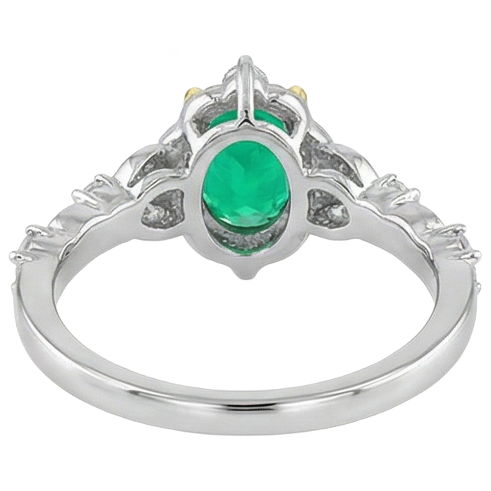 Bague Pierre Précieuse Or Bicolore 14 Carats avec Émeraude Fine – vue arrière