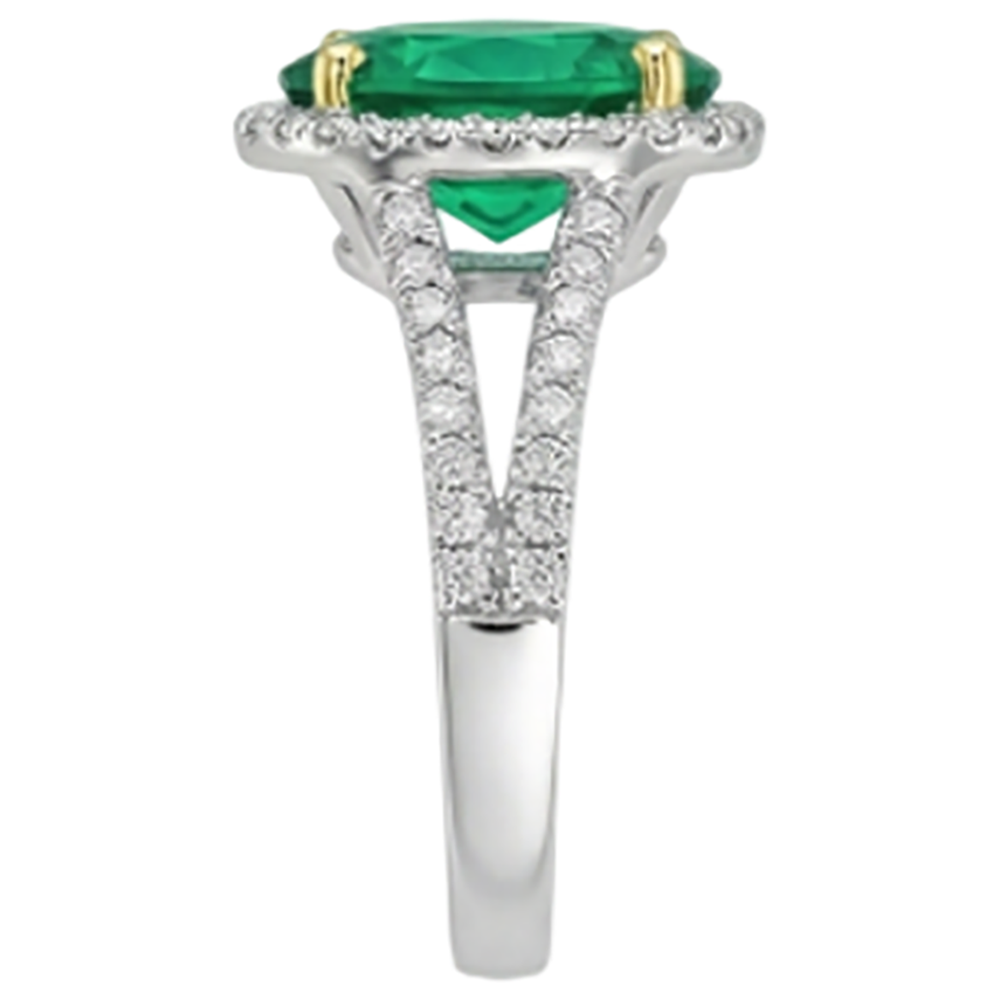 Émeraude Fine Bague avec Gemme 4 carats Or Deux Tons 14 Carats – vue de dessus