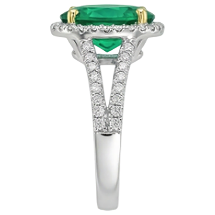 Émeraude Fine Bague avec Gemme 4 carats Or Deux Tons 14 Carats – vue de dessus