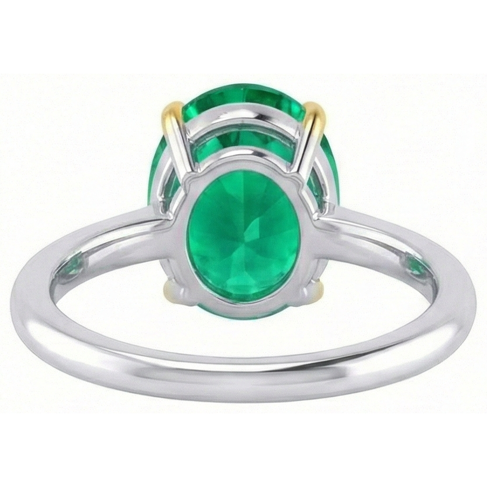 Émeraude Bague Pierre Précieuse 4 carats Or Deux Tons 14 Carats – vue de dessus