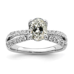 Oval Vieux Mineur Naturel Diamond Ring Prong Split Shank Bijoux En Or 4 carats