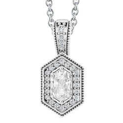 Oval ancienne mine Cut Halo Réel Diamant Pendentif Style Antique Or 5 Carats 14K