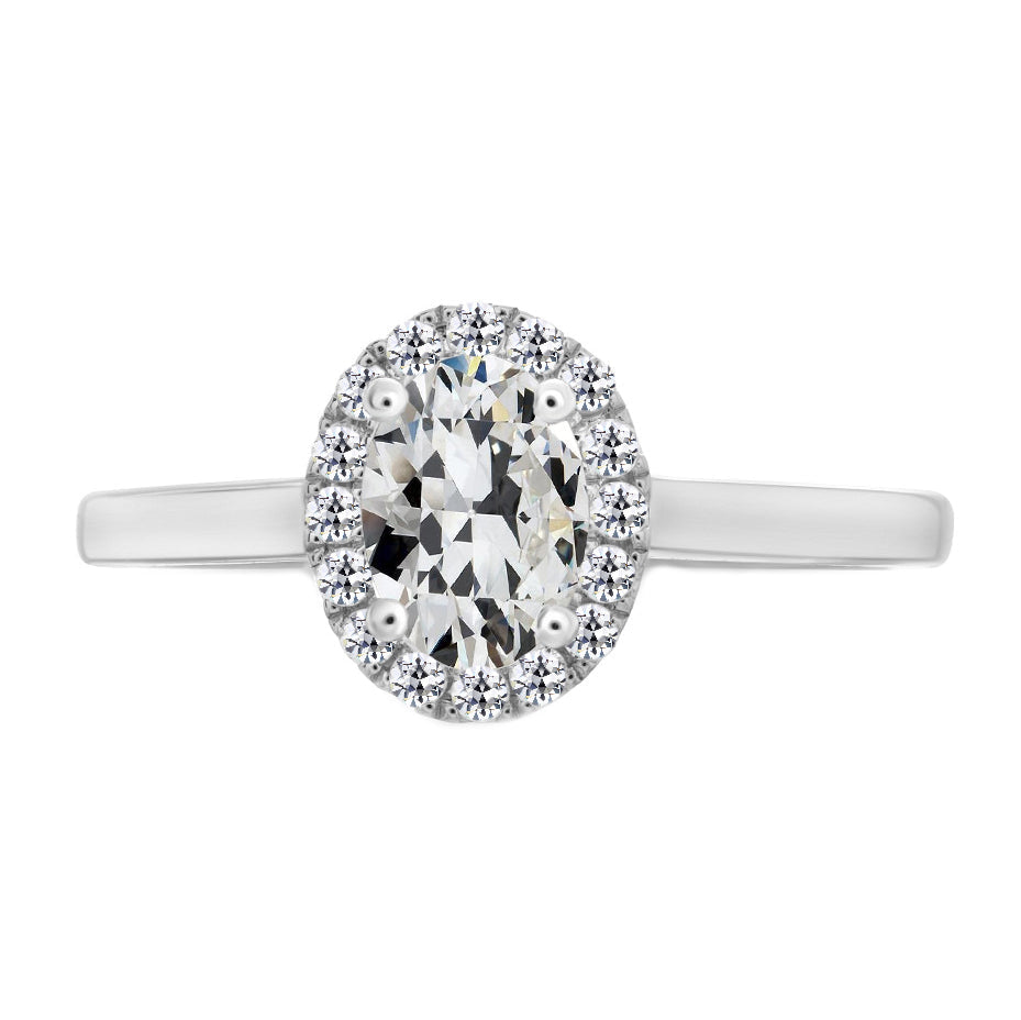 Bague de Fiançailles Halo Or Blanc 14 Carats avec Brillant – vue principale