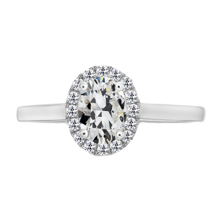 Bague de Fiançailles Halo Or Blanc 14 Carats avec Brillant – vue principale